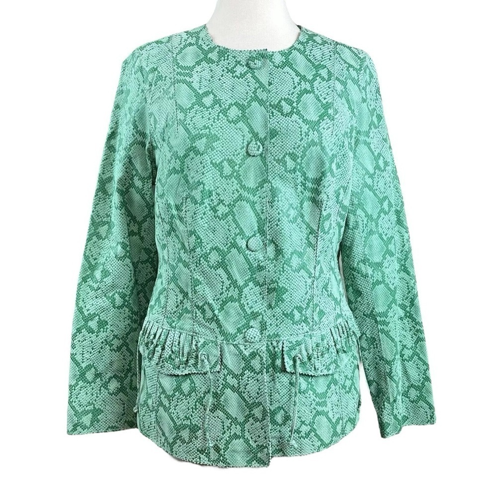 CHI by Falchi Genuine Leather Animal Snake Print Jacket Mint Green Size Small